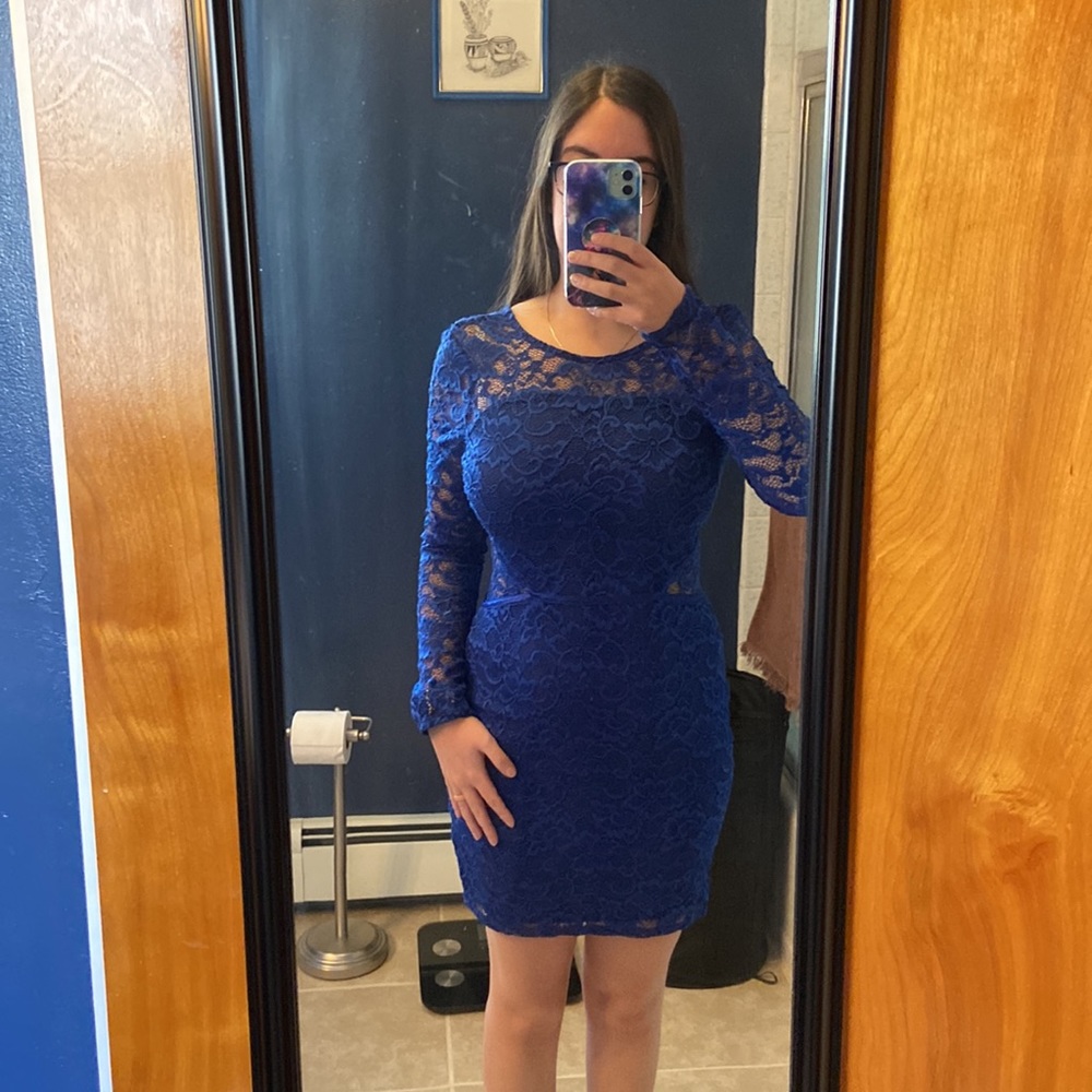 Social Stories lace blue dress